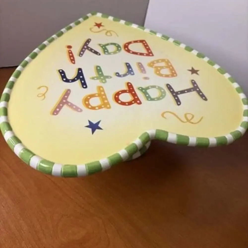 Department 56 “Happy Birthday” Heart Shaped Colorful Cake Stand